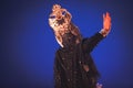 Bengaluru, INDIA Ã¢â¬â March 29,2018:A demon chhau dancer dances gracefully in Sevasadan hall in Bengaluru,India